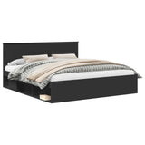 Bed Frame with Headboard Black 200 x 200 cm Engineered wood 3407833