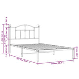 Metal Bed Frame without Mattress with Headboard White 100x200cm 353483