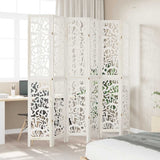 Room Divider 6 Panels White Solid Wood Paulownia 358748