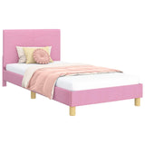 Children's Bed Frame with Headboard Pink 90 x 190 cm Fabric 42010997