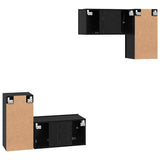 TV Cabinet Set Wall-mounted Black Oak Engineered Wood 3393268