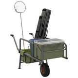 Fishing Trolley Green with Wheel Powder-coated Steel 94869