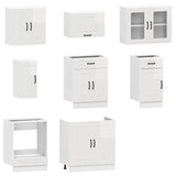 8 Piece Kitchen Cabinet Set Kalmar High Gloss White Engineered Wood 3314823