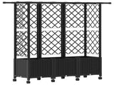 Raised Bed with Trellis and Roof Black 163.5 x 40 x 142 cm PP 3423125