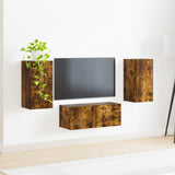TV Cabinet Set Wall-mounted 6 pcs Smoked Oak Engineered Wood 3409065