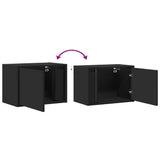 Wall-mounted Bedside Cabinets with LED Lights 2 pcs Black 852092