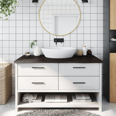 Bathroom Countertop Dark Brown 100x60x cm Treated Solid Wood 3156231