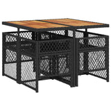 5 Piece Garden Dining Set with Cushions Black Poly Rattan 3210723