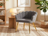 Lounge Chair Petal-Back Armchair Metal Metal Legs for Living Room Bedroom, Grey T3398P548741