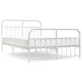 Metal Bed Frame without Mattress with Footboard White 135x190cm 352644