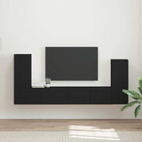 TV Cabinet Set 4 pcs Black Engineered Wood 3409115