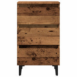 Bed Cabinet with Metal Legs Old Wood 40x35x69 cm 856424