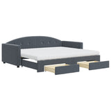 Daybed with Trundle and Drawers Dark Grey 90x190 cm Velvet 3197398