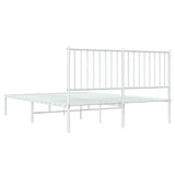 Metal Bed Frame without Mattress with Headboard White 140x190cm 350931
