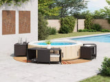 Hot Tub Surround Black Poly Rattan and Solid Wood Acacia 3270641