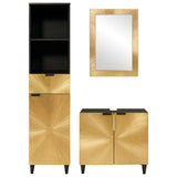 Bathroom Cabinet Set 3 pcs Black and Gold Solid Mango Wood 3310025