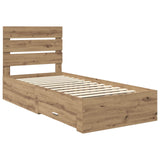 Bed Frame with Drawer Artisan Oak 100 x 200 cm Engineered Wood 3412011