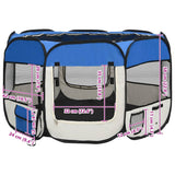 Foldable Dog Playpen with Carrying Bag Blue 110x110x58 cm 171014