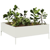 ZNTS Garden Raised Bed White 100x100x25 cm Steel 851032