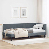 Corner Bed Frame with Headboard Dark grey 90 x 200 cm Velvet 42016349