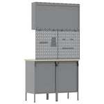 Work Bench with Drawer 5 pcs Black 100 x 55 x 200 cm Steel 3321420