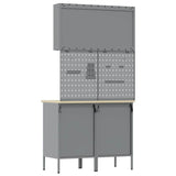 Work Bench with Drawer 5 pcs Black 100 x 55 x 200 cm Steel 3321420