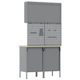 Work Cabinet with Drawer 5 pcs Red Engineered Wood and Steel 3321417