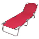 ZNTS Folding Sun Lounger Powder-coated Steel Red 41479