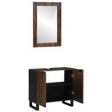 Bathroom Cabinet Set 2 pcs Walnut Brown Solid Mango Wood 3310054