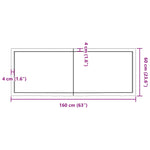 Table Top Dark Brown 160x60x cm Treated Solid Wood Oak 3156451
