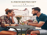 3 Piece Garden Bistro Set Aluminium Outdoor Furniture Set for 2 Patio Chairs and Table with Umbrella T3398P318668