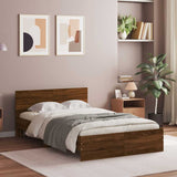 Bed Frame with Headboard and LED Brown Oak 140x190 cm 3207629