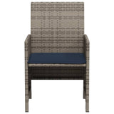3 Piece Bistro Set with Cushions Grey Poly Rattan 365123