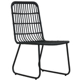 Dining Set Black Poly rattan, powder-coated steel, tempered glass 3060249