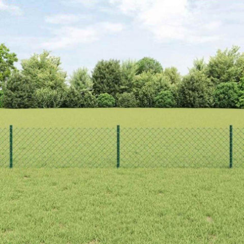 Fence with Posts Green 0.4 x 25 m Steel 3336245