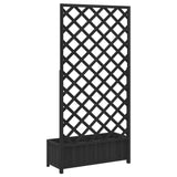 Planter with Trellis Black Solid Wood Fir 365481