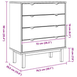 Chest of Drawers OTTA Black 76.5 x 39.5 x 90 cm Solid Pine Wood 42041750