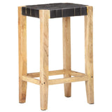 Bar Stools 2 pcs Black Real Leather 75 cm 321835