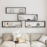 Wall Cube Shelves 4 pcs Black Oak 100x15x30 cm Engineered Wood 862059