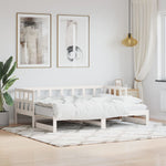 ZNTS Daybed with Trundle without Mattress White 90x190 cm Single Solid Wood 836211