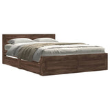 Bed Frame with Headboard without Mattress Brown Oak 140x200 cm 3295568