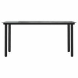 7 Piece Garden Dining Set Black Poly Rattan Glass 3334587