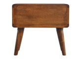 Solid Wood Curved Chestnut Bedside, 2 Drawers, Dark Brown B2743P402920