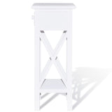 Side Table with Drawer White 241147