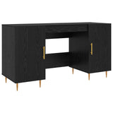 Desk with Shelf Black oak 140 x 50 x 75 cm Engineered wood 879527