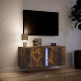 TV Wall Cabinet with LED Lights Smoked Oak 80x31x35 cm 852261