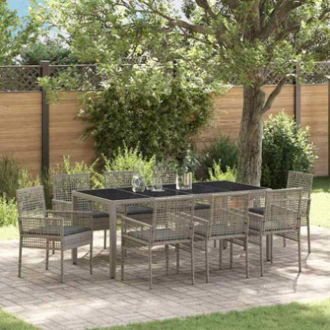 Garden Dining Set 9 pcs Grey Poly rattan 3334876