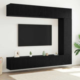 TV Cabinet Set Wall-mounted 5 pcs Black Oak Engineered Wood 3332529
