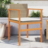 Garden Chairs with Cushions 2 pcs Beige Poly Rattan&Solid Wood 368713