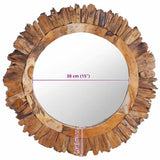 288804 Wall Mirror 60 cm Teak Round